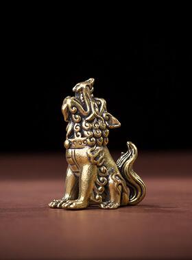 黄铜龙九子小摆件茶宠赑屃螭吻蒲牢狴犴饕餮蚣蝮睚眦狻猊椒图玩件