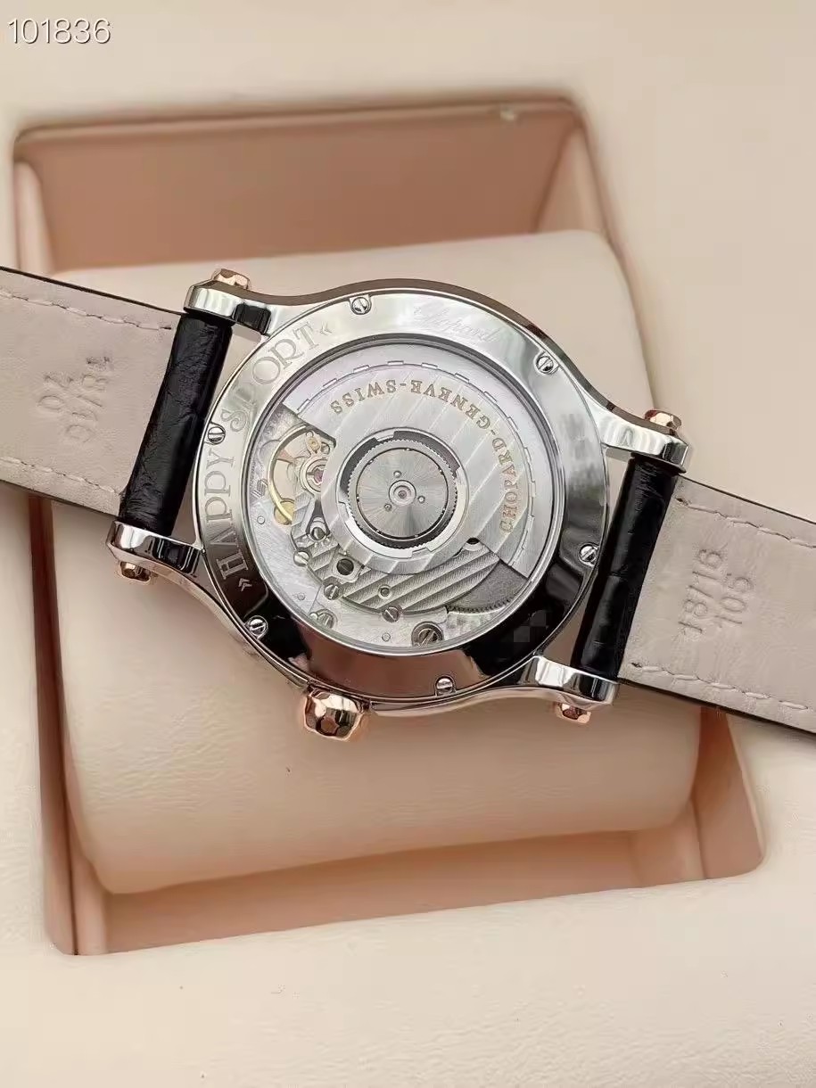 9.8 New Chopard Happy Diamond Watch Women's Seven Diamond Large Dial Rose Gold Automatic Mechanical Watch 278559