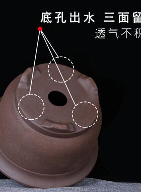 宜兴特大紫砂花盆绿萝盆景多肉种菜兰花盆圆口陶瓷盆