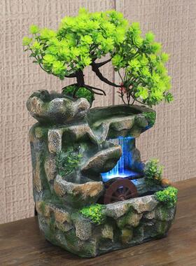 创意摆件仿真花瓶厂家直销假山流水喷泉现代盆景树脂工艺品可
