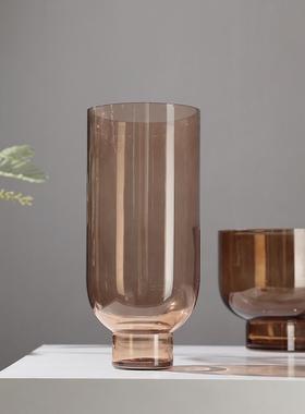 现代玻璃花瓶花器摆件干花仿真花插花装饰玄关客厅餐桌样板间软装