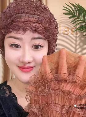 化疗后光头帽子女夏季薄款蕾丝帽时尚假发帽脱发妈妈专用遮白发帽