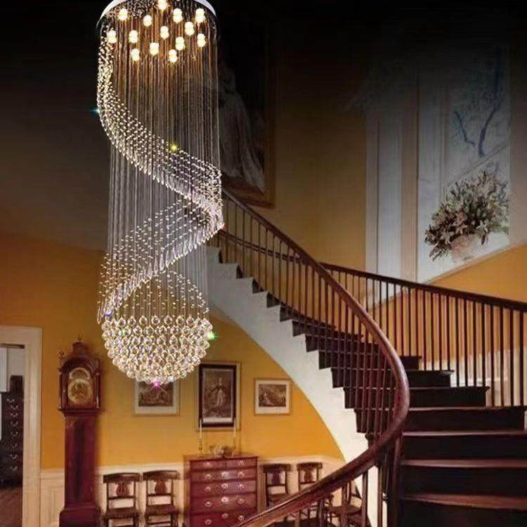 闪达家用楼灯梯酒别店墅螺旋简约标大客厅吊灯非工程灯具水783晶 - 图2