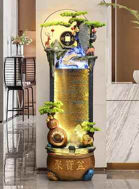 高档假山水喷循环水景客厅办公泉室风水流落轮地招财摆件乔迁开业