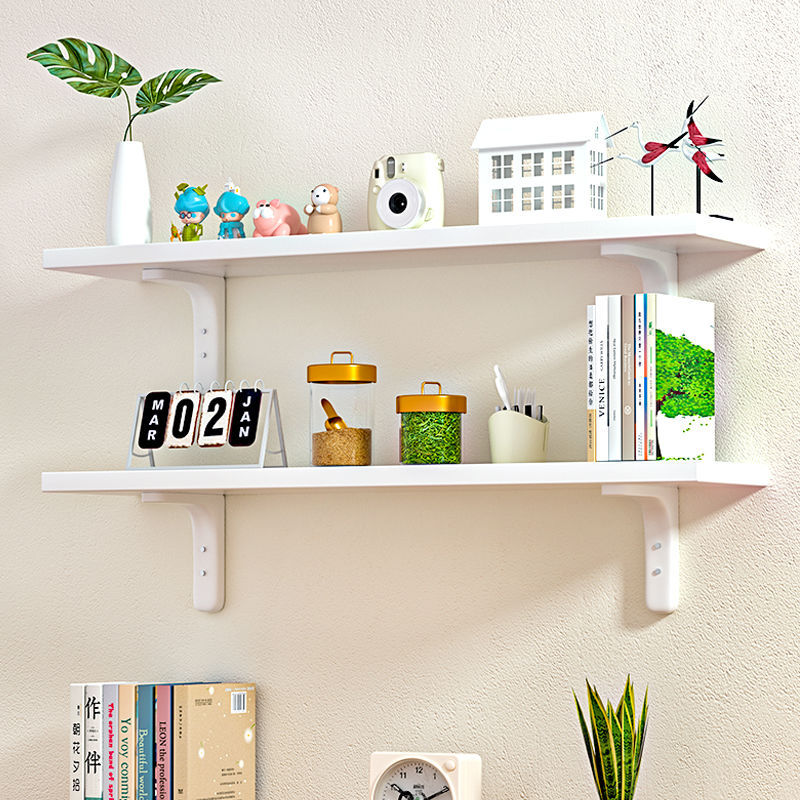 墙上置物架隔板墙面墙壁木板置物板搁板挂墙一字板支架壁挂承重 - 图0