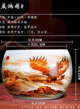 高档景德镇老傅传统手工高档大公号鸿当运头聚宝盆师陶瓷客厅办室