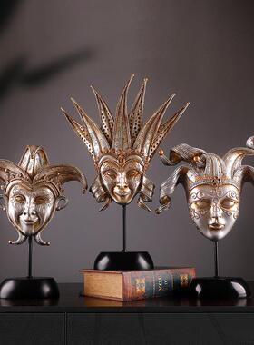 欧式覆古面具摆件红酒架桌面客厅创意家居隔断装饰品摆设工艺礼品