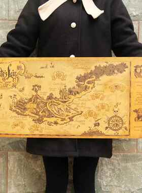 世界藏宝图怀旧复古电影海报室内宿舍酒吧咖啡馆装饰画古航海图