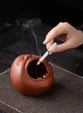 【打哈欠】人头像紫砂烟灰缸搞怪个性家用茶几办公桌装饰摆饰防风