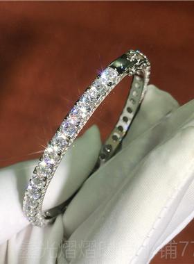 正品卓蝶圈珠宝 纯镀1银8K白金钻石手镯钻群镶满手镯情侣纯银仿手