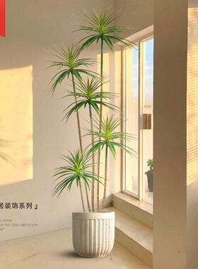 彷真绿色植物龙血树室内盆栽大型彷生植物假花树装饰轻奢客厅落地