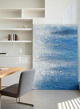 流水生财现代简约客厅装饰画蓝色系抽象艺术感玄关北欧奶油风挂画