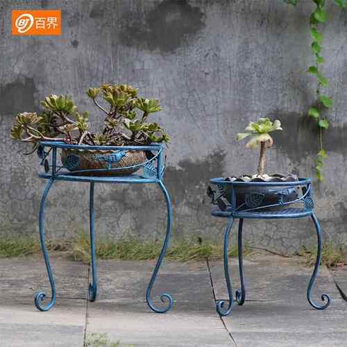 铁艺花架子复古做旧落地式阳台庭院室内户外花盆架多肉盆栽花几 - 图0