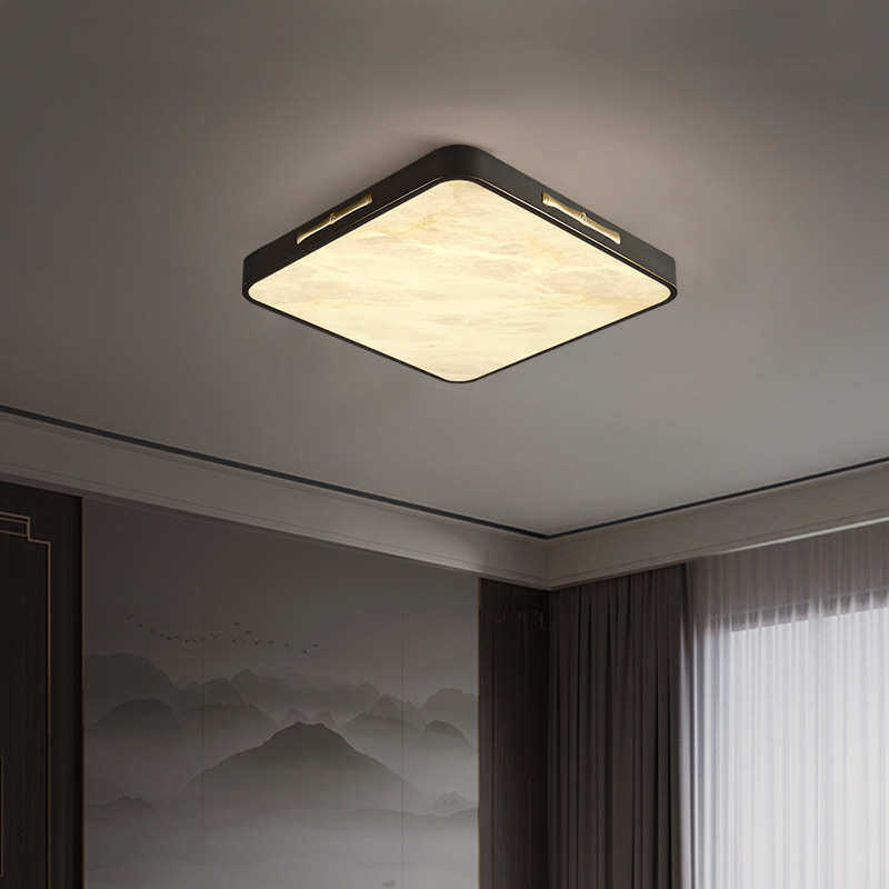 全铜云石吸顶灯新中式简约轻奢后现代卧室书房圆形方形阳台过道灯,淘宝优惠券,粉丝福利购,淘宝优惠卷