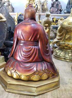 彩绘铜王禅老祖坐像铜王诩王禅老祖像鬼谷子装饰工艺摆件