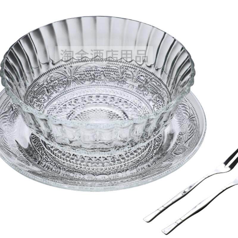 无铅透明玻璃碗 甜品沙拉碗 果酱碗冰激凌碗套装餐具 水果叉勺子,淘宝优惠券,粉丝福利购,淘宝优惠卷