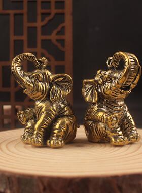 新款直销铜大象小摆件纯黄铜吸财水聚宝盆大象招财工艺品客厅家居