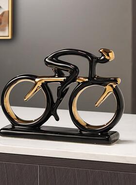 轻奢创意客厅玄关书柜酒柜摆件自行车书房运动单车模型装饰品摆设