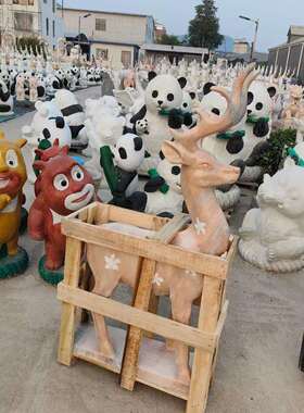 石雕小鹿羊公园草地装饰大理石动物雕塑小品摆件厂家现货