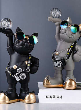 创意潮酷法斗狗摆件家居客厅电视柜酒柜办公室桌面装饰品乔迁礼物