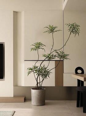 彷真绿色植物十大功劳盆栽室内客厅装饰诧寂风大型假植物落地摆件