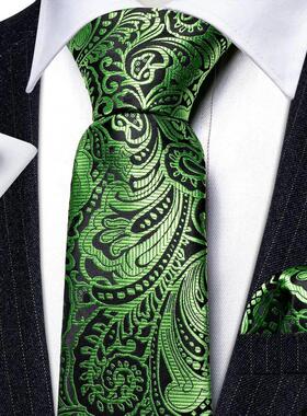 Fashion Silk Men Tie Green Teal Blue Solid Paisley Striped P