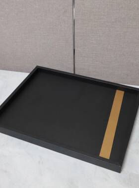现简约木质黑色托盘样板间公室桌面茶几客厅家居软装饰品摆件