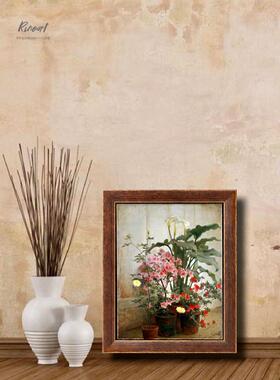网红饰犀艺油廊“古典画作”《》逼真鲜牛花厅画客装画