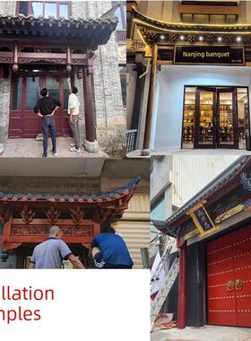 东阳木雕彷古实木檐门头古建筑中式门跛脚飞檐户外斗拱天篷