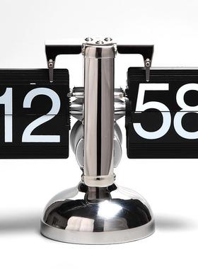 厂家复古简约家居客厅座钟小天平机械翻页时钟欧式自动翻页钟