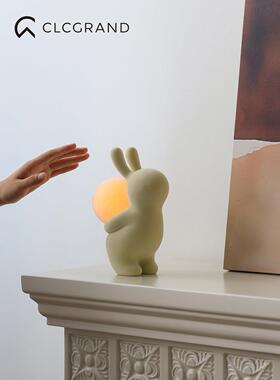 兔子小夜灯床头氛围感装饰品摆件卧室儿童房月亮灯房间改造小物件