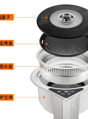 烧烤炉嵌入GER-2000式烤火锅肉机一体桌远红外线不电陶炉自助电烤