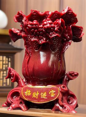 货源金砂台网直播朱砂摆件居家紫批发摆招财进宝白菜红客厅本命年