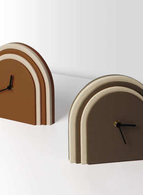 桌面摆台式时钟挂墙2024新款转角高级感皮革钟表书柜装饰品摆件