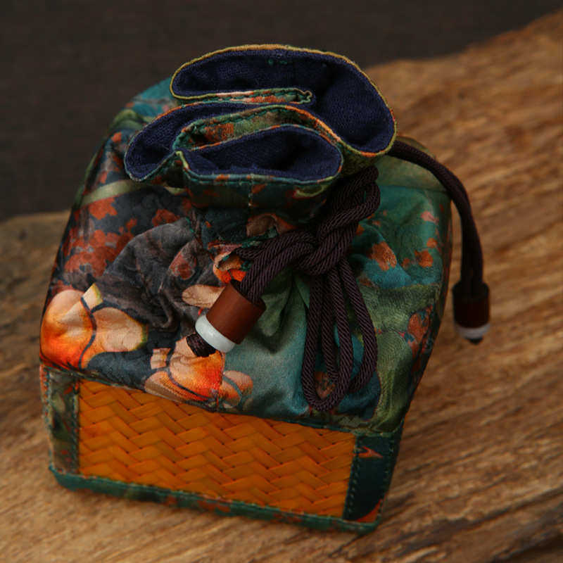 缎面印花杯笼三角方形圆形杯笼古典布袋首饰收藏锦囊竹编茶杯杯笼,淘宝优惠券,粉丝福利购,淘宝优惠卷