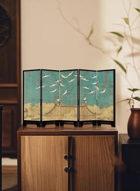 瑞合图中世纪风格门厅小屏幕桌面摆件茶几家居侧柜装饰覆古画