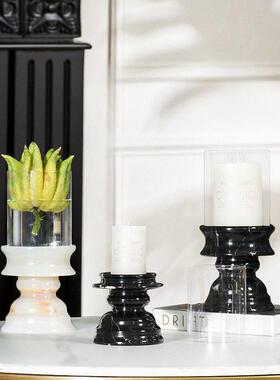 法式简约大理石烛台花器家居餐厅桌面烛台装饰摆件搭配装饰