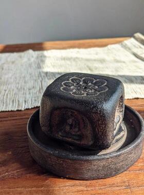 彷古彷石高端创意小摆件底座四面佛香插香炉中式禅意