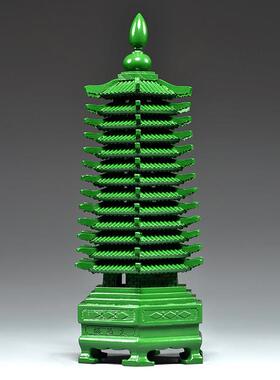 绿色桃木雕刻13层文昌塔摆件木质十三层九层文昌塔实木装饰工艺礼