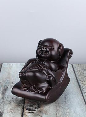 木雕摇家肖摇猪非洲黑檀木质sj546486工艺品猪十二生特色居客厅摆