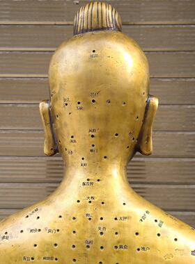 纯铜穴位人中医针灸铜人体模型经络铜人古王中医馆摆件仿古