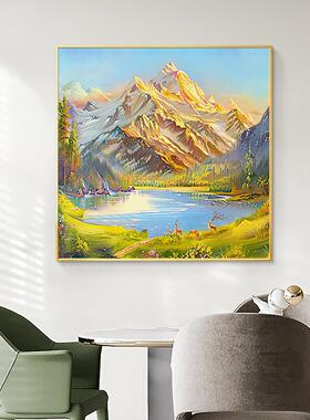 聚宝盆玄关装饰画入户正对门山水画丰收餐厅挂画2026年新款高级感