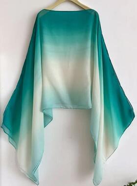 Women'S Ombre Print Long Scarf, Soft Breathable Comfortable