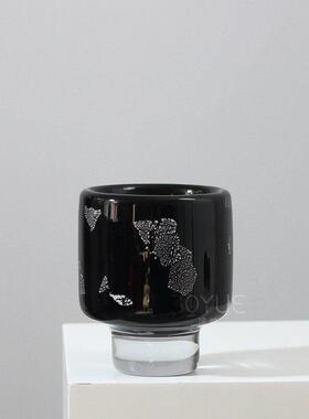 现代简约易接近豪华创意高大黑色银箔玻璃花瓶客厅书房特别工艺品
