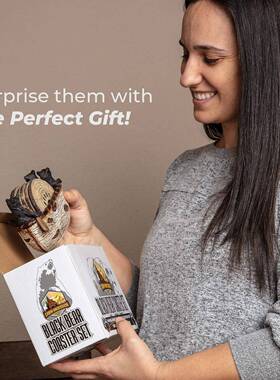 树脂工艺品黑熊划船杯垫套装手工独木舟杯垫可爱小熊雕像杯垫