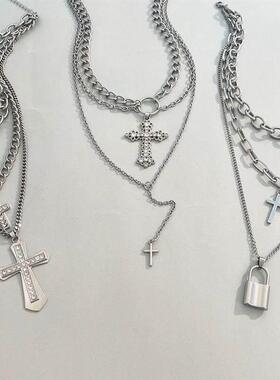 women alloy retro pearl cross pendant necklace珍珠十字架项炼
