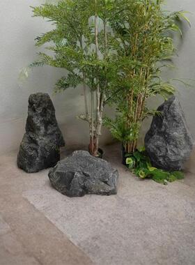 仿真石山石景玻璃黑钢空心造石假山庭院JUV草装坪饰景观造型软装