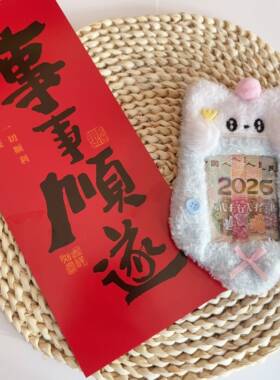 红包卡套2026专属可爱冰沙小猫毛绒卡套ins校园小卡爱豆书包挂件