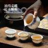 Exquisite porcelain Jingdezhen tea set high-end blue and white exquisite covered bowl blue and white porcelain tea set ceramic gift box for the elders