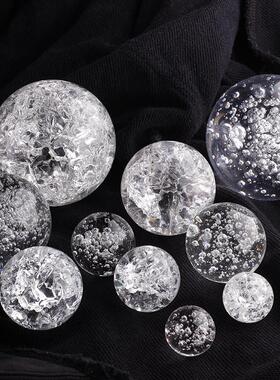 水晶玻璃气泡球冰裂球圆球风水轮假山流水摆件鱼缸装饰球